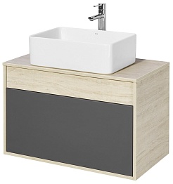 Акватон Тумба с раковиной Лофт Урбан 80 графит\орегон, Мила прямоугольная – фотография-1